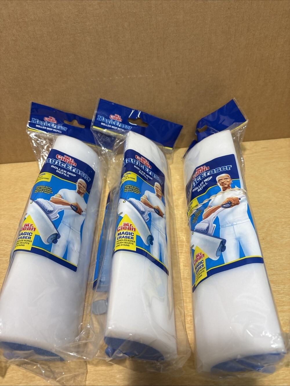 Mr. Clean Magic Eraser Blue & White Roller Mop Refill Free Shipping Lot Of 3